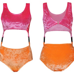 Birds of Prey Pink top and orange bottoms suit with clip. Birds of Prey Cosplay Halloween Birds of Prey Costume.