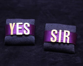 Shiny purple YES SIR bracelets Original letters cuffs Cosplay Margot Robbie Suicide Squad Halloween Costume Leather BDSM