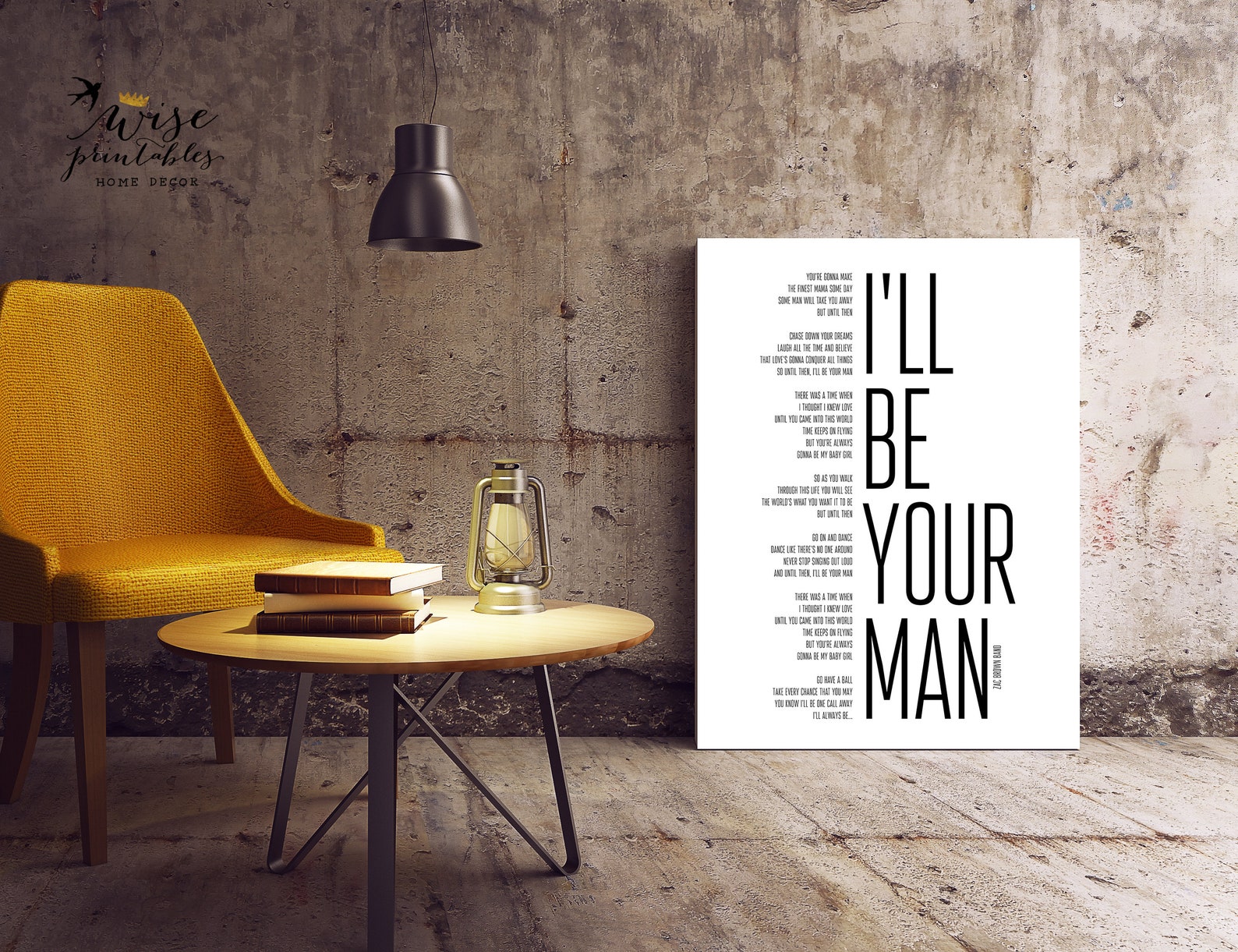 I ll be your man song print lyrics decor father day etsy