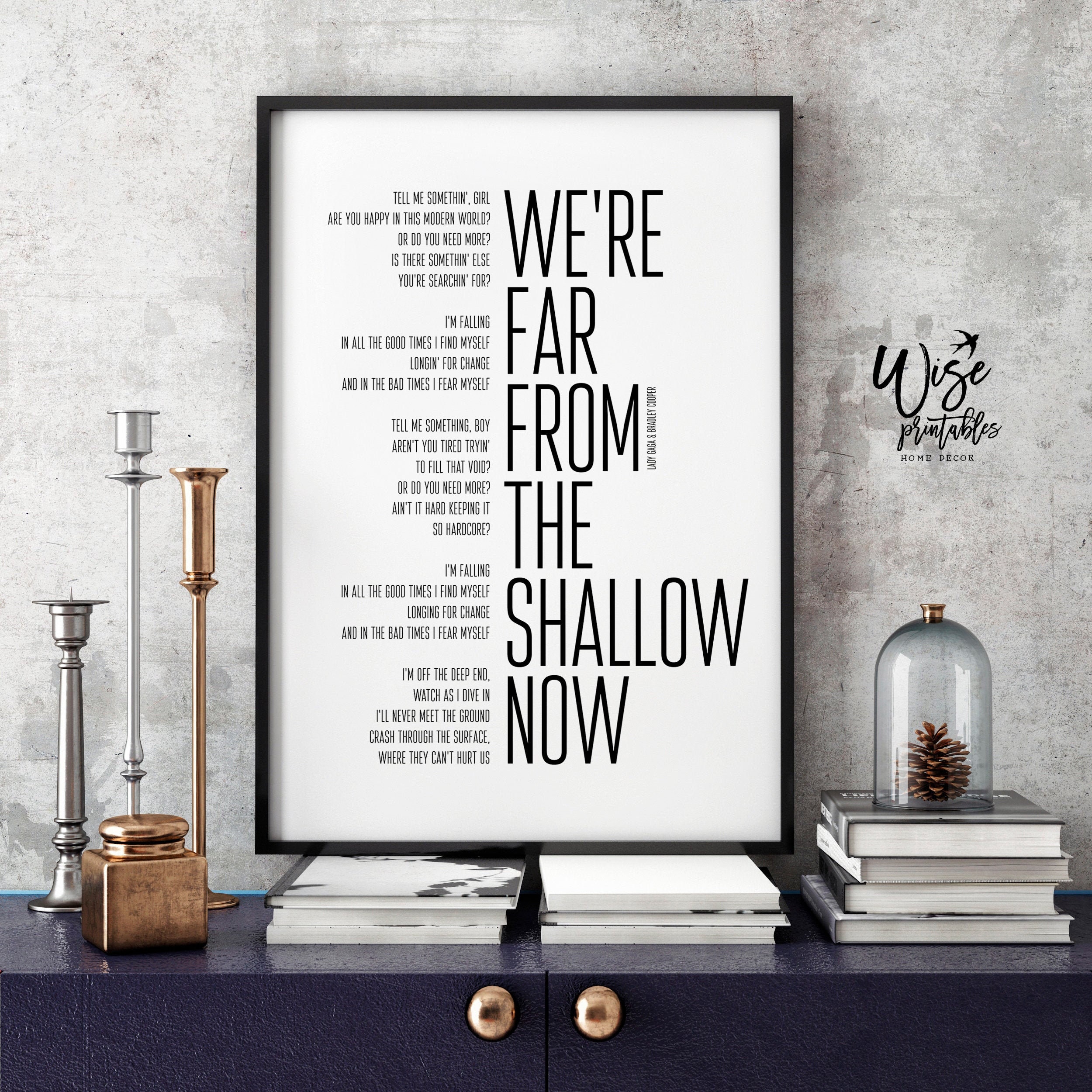 Far from the shallow song print Lyrics decor Printable wall Etsy