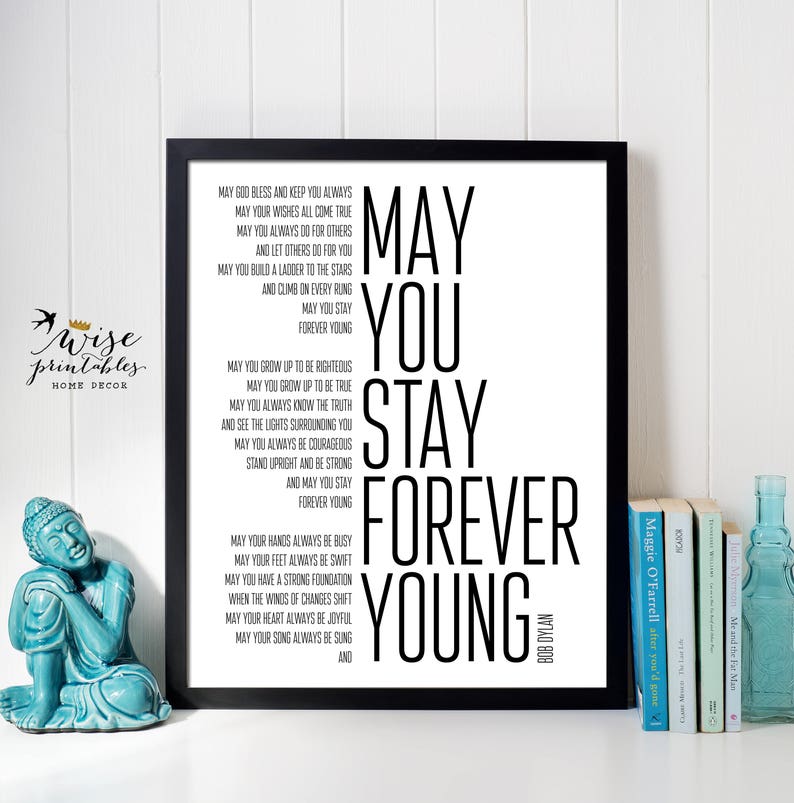Bob Dylan Forever Young song print Lyrics decor Nursery Baby | Etsy