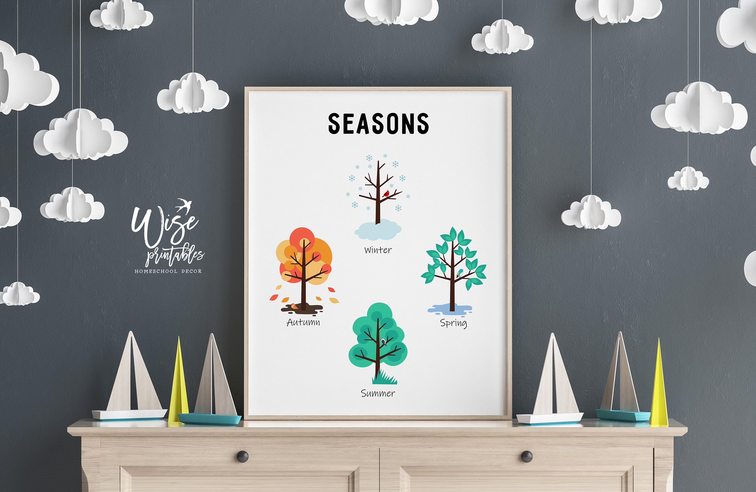 Kids Seasons Chart Print Montessori Educational Materials | Etsy España
