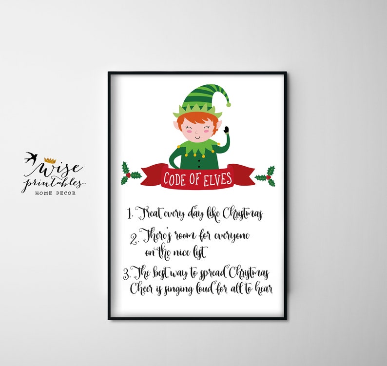 Elves Code Sign Santa Buddy Decor Nursery shelf companion | Etsy