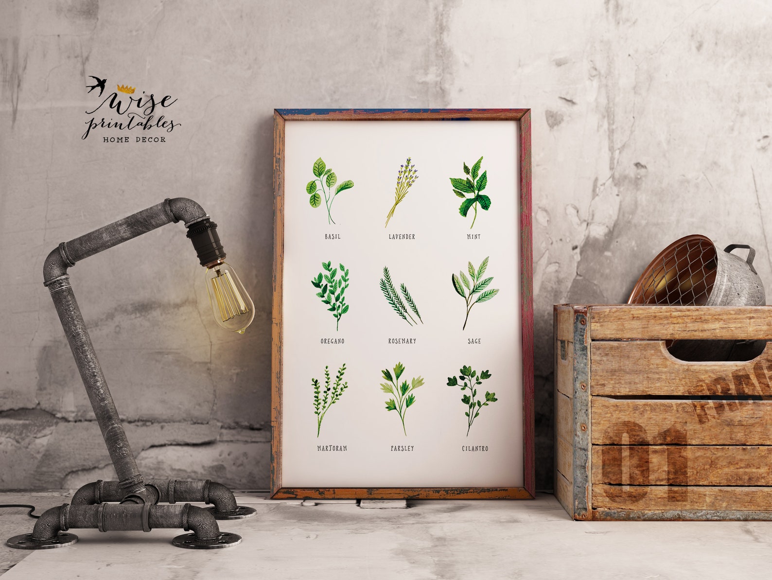 Kitchen Botanical Herbs print decor Culinary Green Etsy