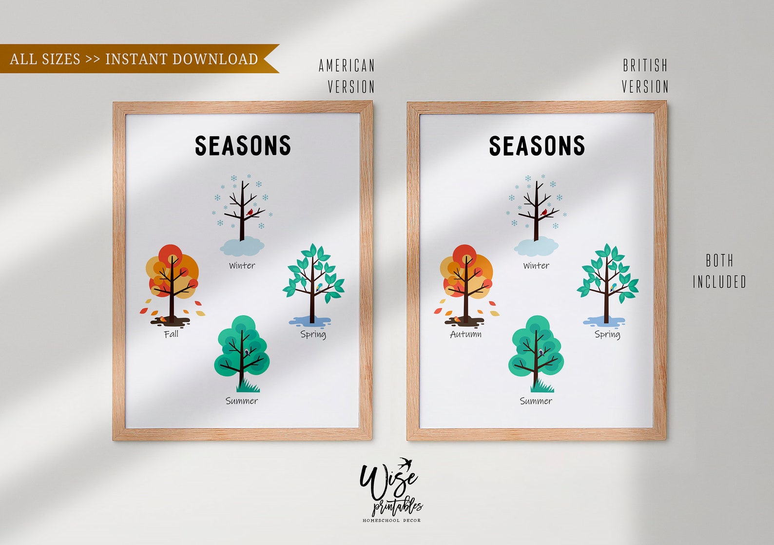 Kids Seasons Chart Print Montessori Educational Materials | Etsy