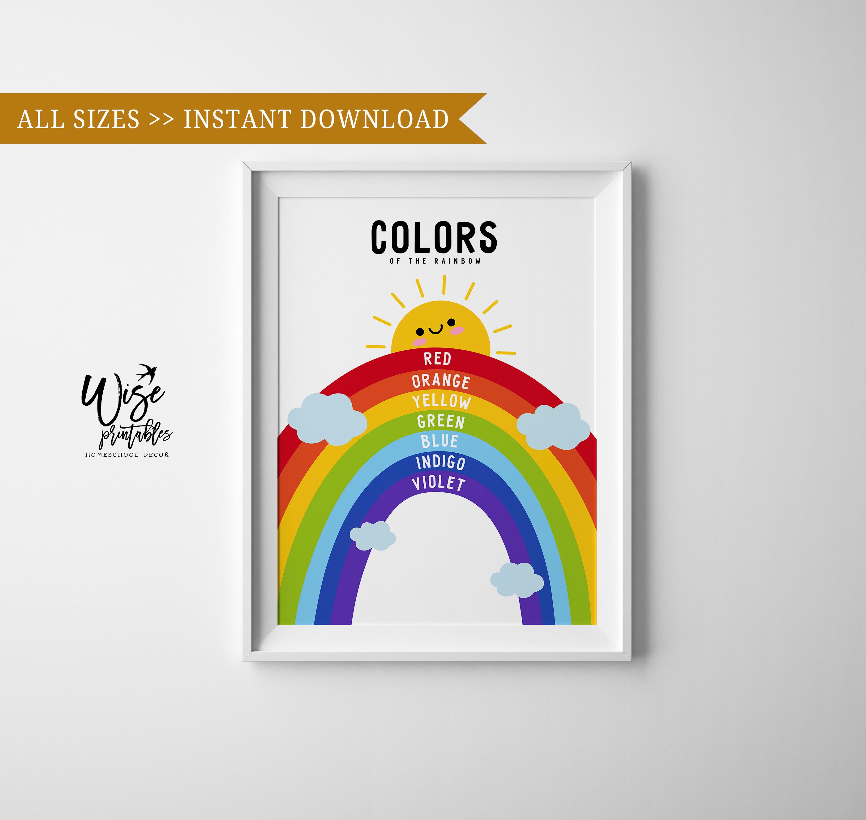 Rainbow Colors poster Primary Colors Preschool PreK prints Etsy