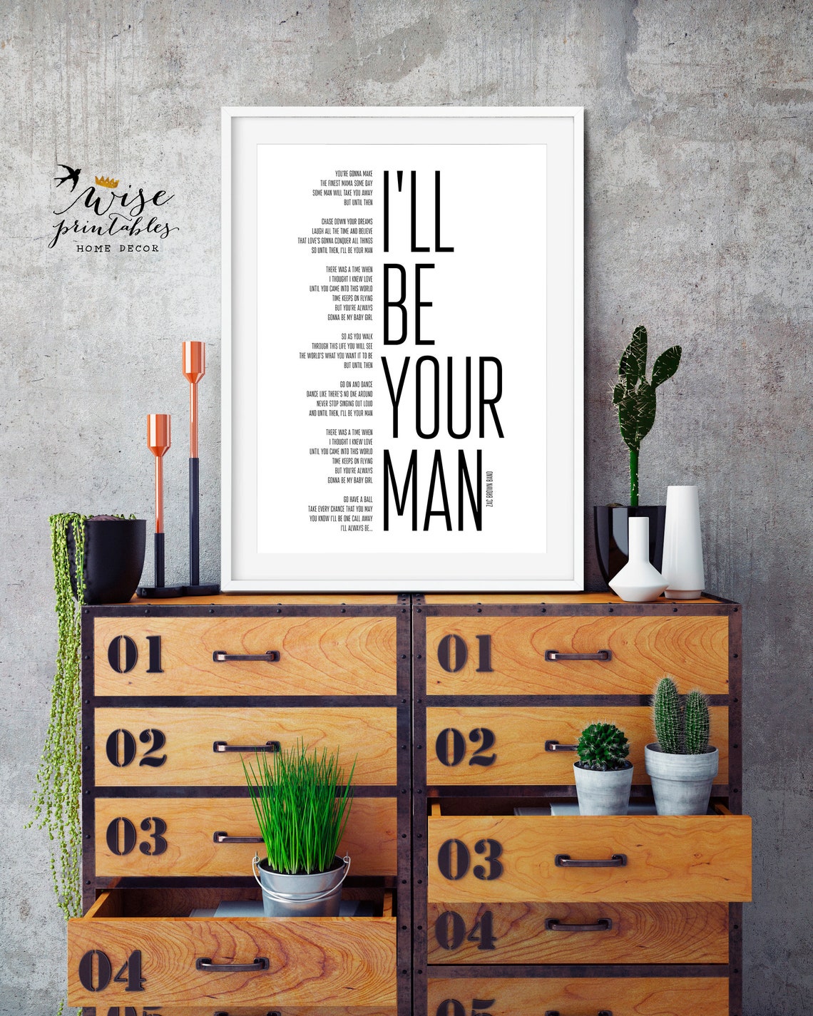 I ll be your man song print lyrics decor father day etsy