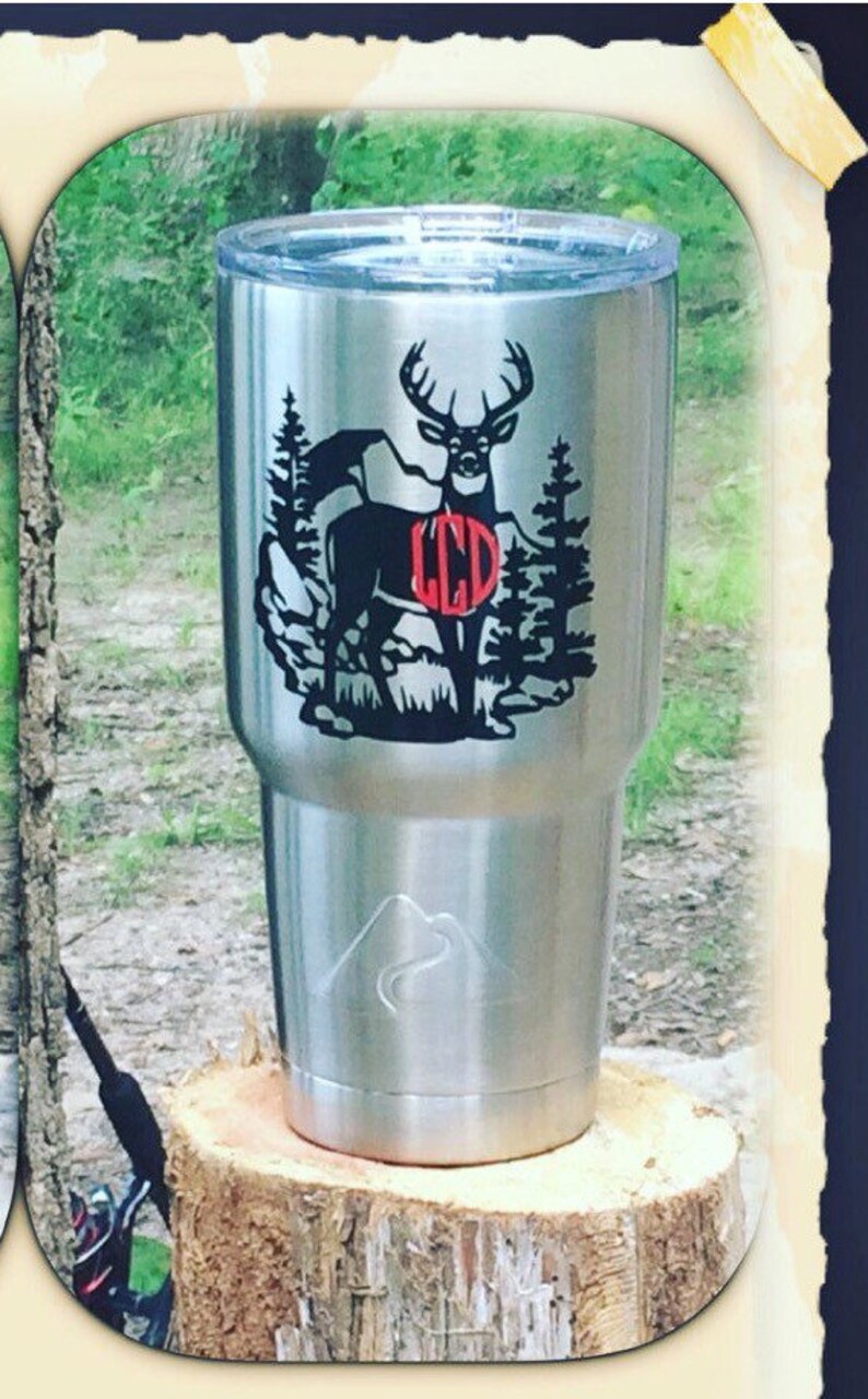 Decals for Yeti Cups Deer Monogram Mug Decal Car or Etsy