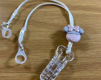 Toddler Baby Minnie Mouse Pink Hearing Aid or Cochlear Implant Clips- 7”