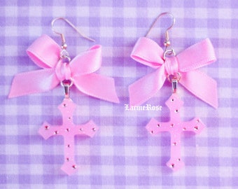 140 earrings cross pastel | pastel goth