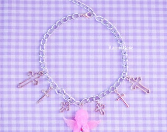 necklace angel and cross baby pink | pastel goth