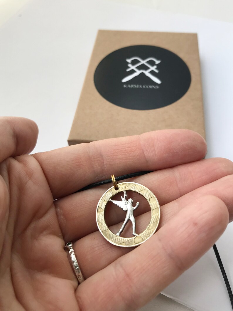 Angel Necklace Spiritual Necklace Angel Medallion Artsy Design Jewellery France 10 Francs Paris Theme Necklace Unisex Jewellery Gift