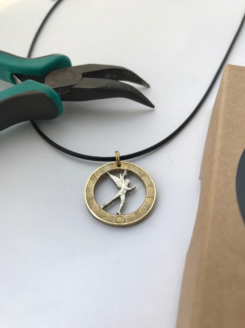 Angel Necklace Spiritual Necklace Angel Medallion Artsy Design Jewellery France 10 Francs Paris Theme Necklace Unisex Jewellery Gift