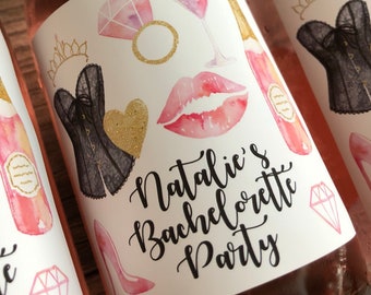 Bachelorette party favor, bachelorette party gift from bride, bachelorette party box, bachelorette party bubbly, wine label, Gift for Bride