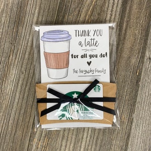 Thanks a latte for all that you do gift card holder cards for teachers, essential workers and friends