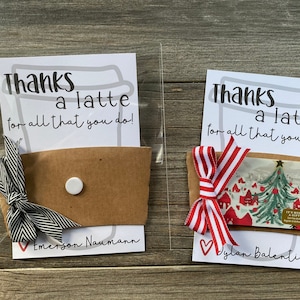 Thanks a latte for all that you do, coffee GIFT CARD holder and card for Teachers, Christmas gift, Valentine’s Day, Coffee lover gift idea
