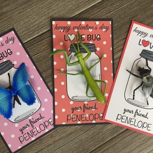 Bug Kids Valentine's Day Card for school, girls or boy valentines for class exchange, preschool Kids Valentines, LOVE Bug image 1