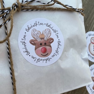 Holiday baked with love stickers for baked goods and Christmas cookies