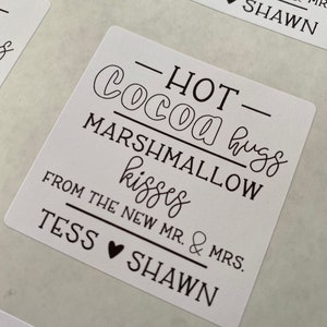 Personalized Hot Cocoa Wedding Favor Stickers, Labels for Hot Chocolate Wedding Favors, Winter Wedding Favors