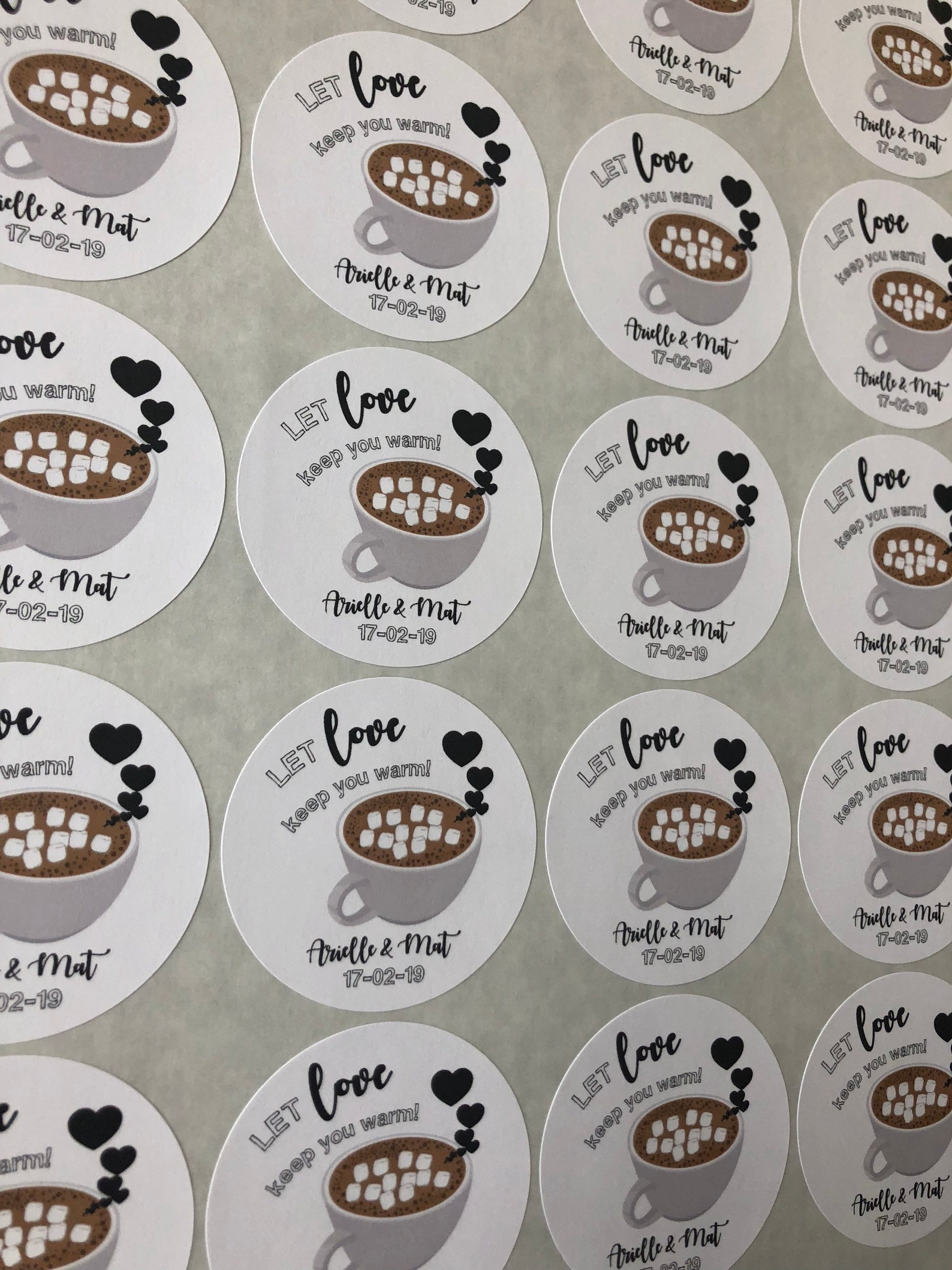 Hot Chocolate Wedding Favor Sticker Let Love Keep You Warm Etsy