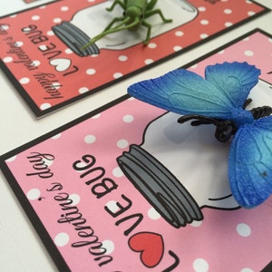 Bug Kids Valentine's Day Card for school, girls or boy valentines for class exchange, preschool Kids Valentines, LOVE Bug image 3