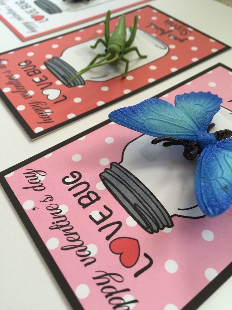 Bug Kids Valentine's Day Card for school, girls or boy valentines for class exchange, preschool Kids Valentines, LOVE Bug image 3