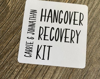 Personalized hangover recovery kit, in sickness and in health bags for wedding overnight guests, welcome bags or favors