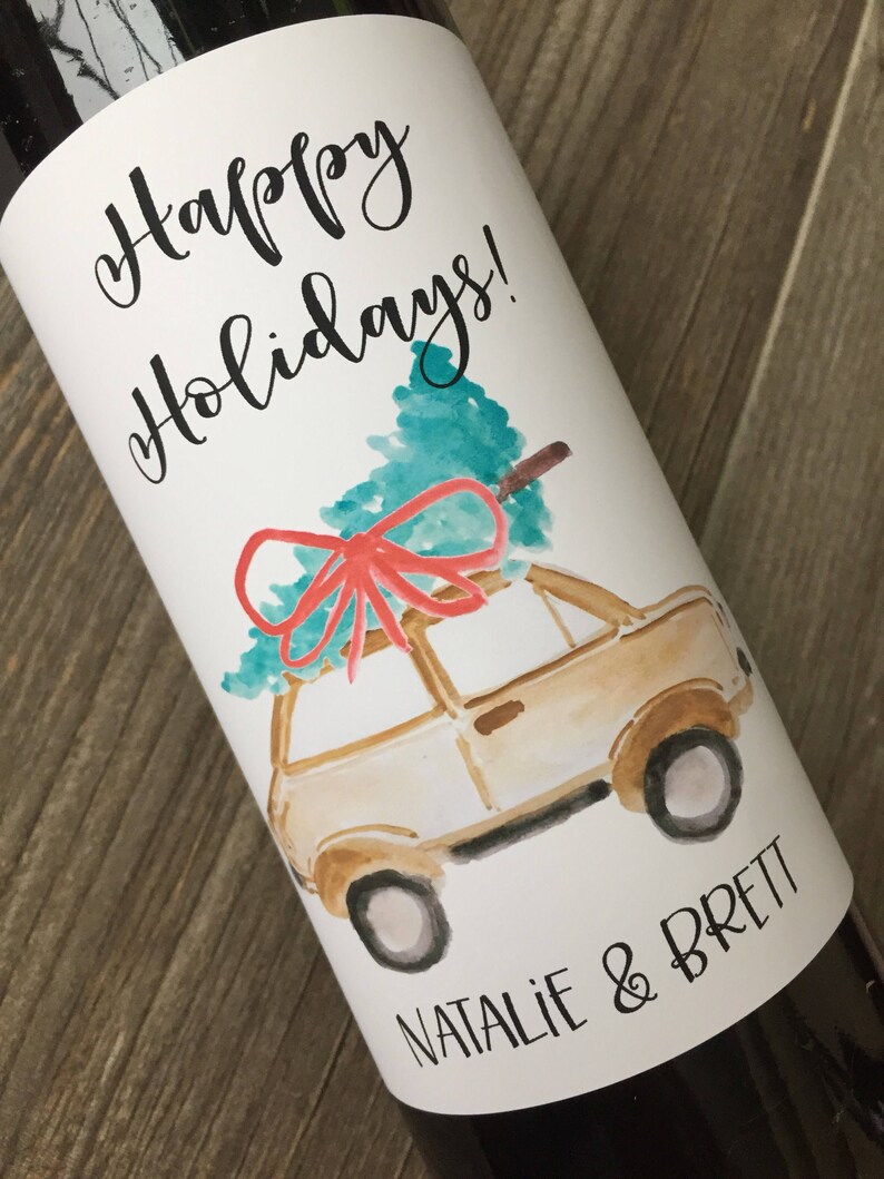 Personalized Christmas Wine Labelholiday Winechristmas Wine Etsy