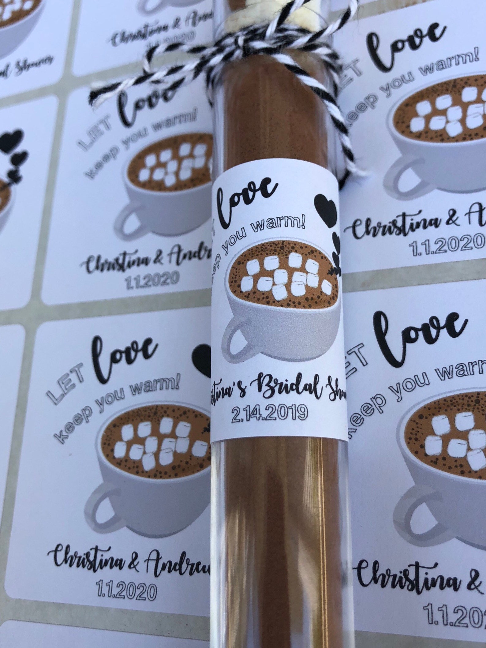 Hot Chocolate Wedding Favor Sticker Let Love Keep You Warm Etsy