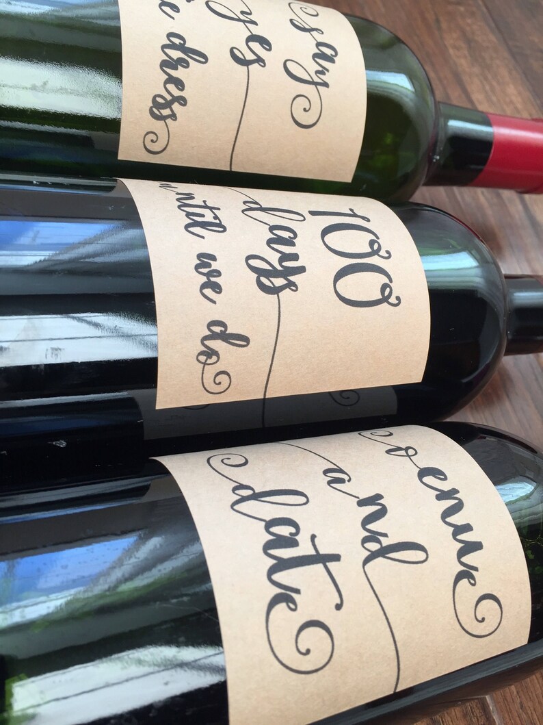 Engagement Milestone Gift Wine Labels for Couple Engagement Etsy
