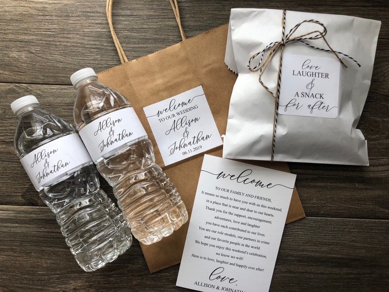 Wedding Welcome Bag DIY sticker Kit comes with Personalized letter, Hotel Bag for Guests Label Kit, Welcome bag Sticker and Welcome letter image 1