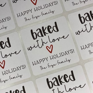 Personalized Baked with Love Holiday Cookie Stickers