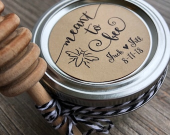 Meant to bee, meant to be, Honey Favor sticker, Mason Jar honey sticker engagement favor, wedding favor, bridal shower favor