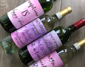 Mom Wine Labels, Mother's Day Gift, New Mom Gift, Baby Shower Gift, MOM WINE