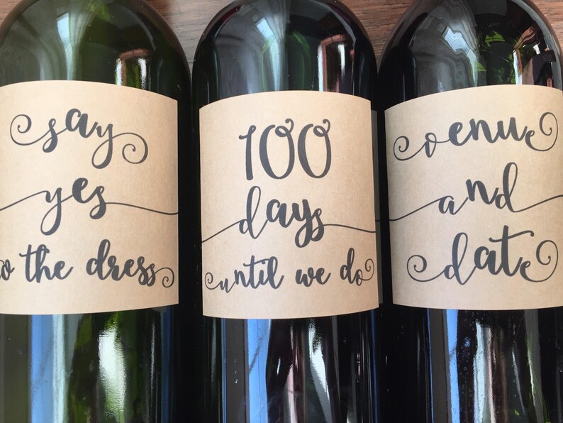 Engagement Milestone Gift Wine Labels for Couple Engagement Etsy
