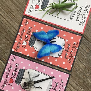 Bug Kids Valentine's Day Card for school, girls or boy valentines for class exchange, preschool Kids Valentines, LOVE Bug image 6