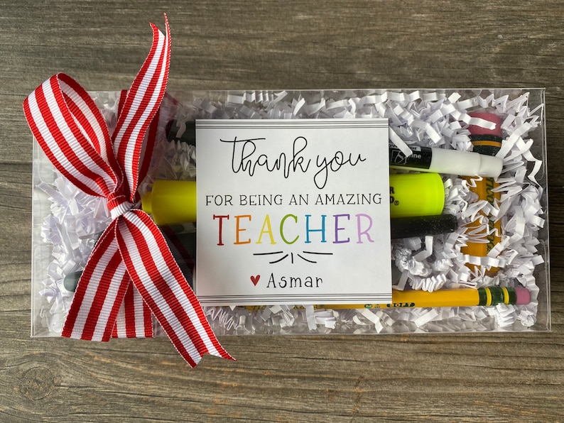 Personalized Teacher Gift Box, Holiday, Valentine, Box of goodies for teachers, Gift Card Holder, Easy Gifts for teachers image 2