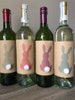 Easter Bunny Wine Label Table Decoration, Baby Shower Decorations, PomPom Bunny Wine 