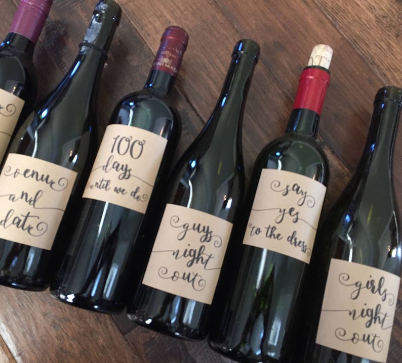 Engagement Milestone Gift Wine Labels for Couple Engagement Etsy