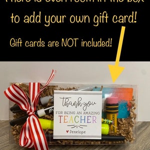 Personalized Teacher Gift Box, Holiday, Valentine, Box of goodies for teachers, Gift Card Holder, Easy Gifts for teachers image 4