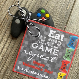 Video Gamer Valentine's Day Card for Kids Class Parties, School Valentines for Preschool, eat sleep game repeat