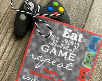Video Gamer Valentine's Day Card for Kids Class Parties, School Valentines for Preschool, eat sleep game repeat