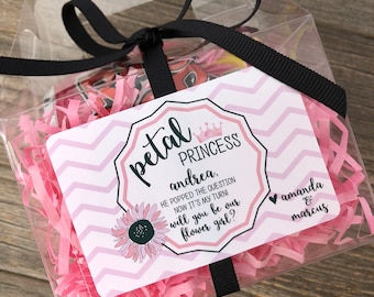 Will you be my Proposal Flower Girl Proposal Box, Personalized Mini Gable Petal Princess Box with Ring Pop, Wedding Bridal Party Gift