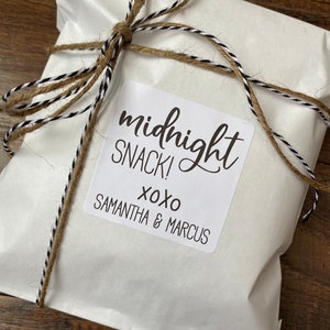 Midnight Snack Wedding Favor Sticker, Welcome bag stickers, Hotel bag snack, Wedding Favor Stickers