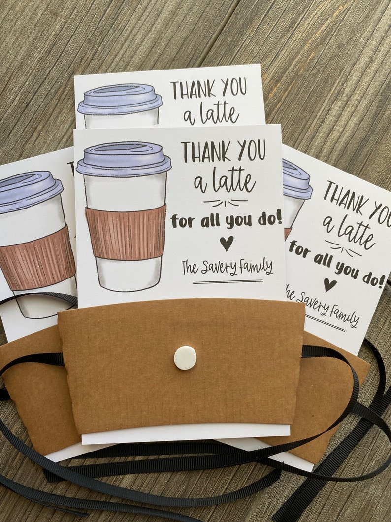 essential workers and friends Thanks a latte for all that you do gift card holder cards for teachers