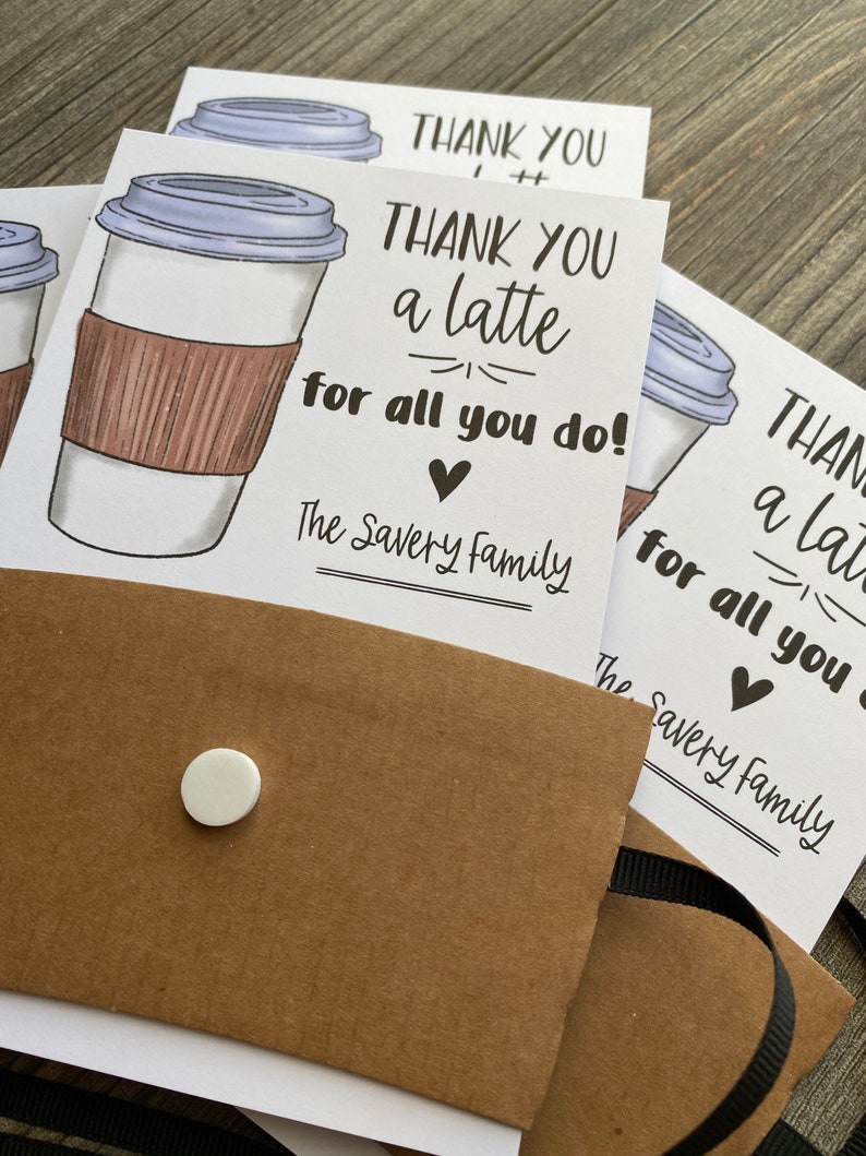essential workers and friends Thanks a latte for all that you do gift card holder cards for teachers