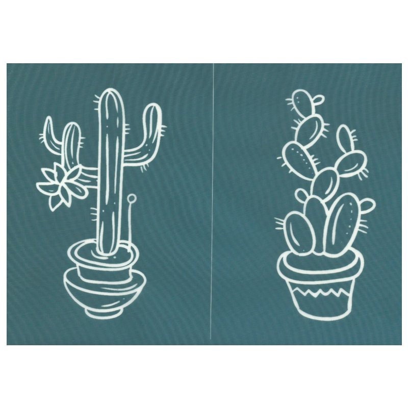 Designer Silk Screen Printing Stencil Potted Cactus Duo For Etsy Singapore