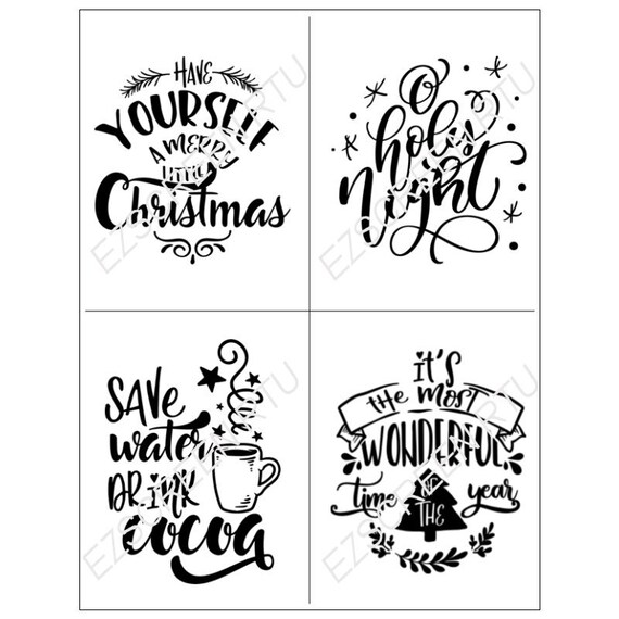 Pochoir De Serigraphie Diy Citations De Script De Noel Pour Etsy Canada