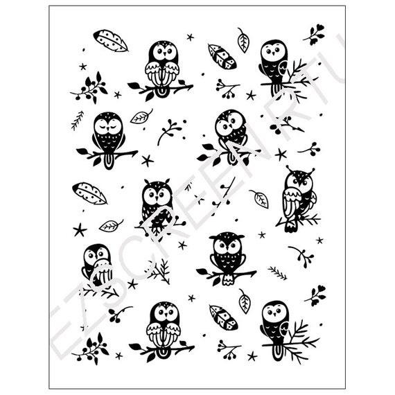 DIY Silk Screen Print Design Stencil Owl Caricature Pattern - Etsy
