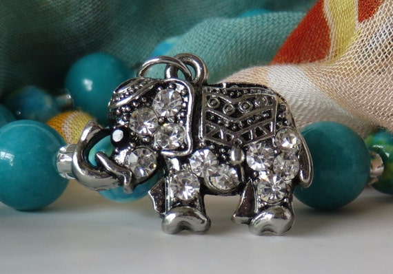 Elephant Charm Bracelet Turquoise Jade Bracelet Elephant